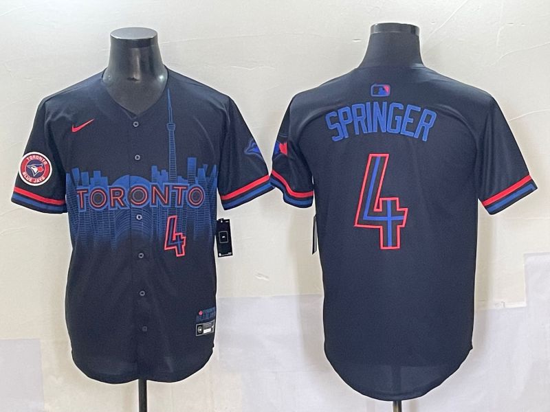 Men 2025 Toronto Blue Jays #4 Springer Black Joint Name Nike MLB Jersey style 13